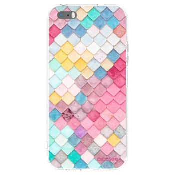 Picasee Apple iPhone 5/5S/SE Hülle - Transparentes Silikon - Farbiges Dach