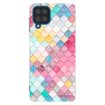 Picasee Samsung Galaxy A12 A125F Hülle - Transparentes Silikon - Farbiges Dach