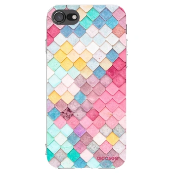 Picasee Apple iPhone 8 Hülle - Transparentes Silikon - Farbiges Dach