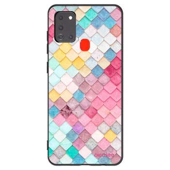 Picasee Samsung Galaxy A21s Hülle - Schwarzes Silikon - Farbiges Dach