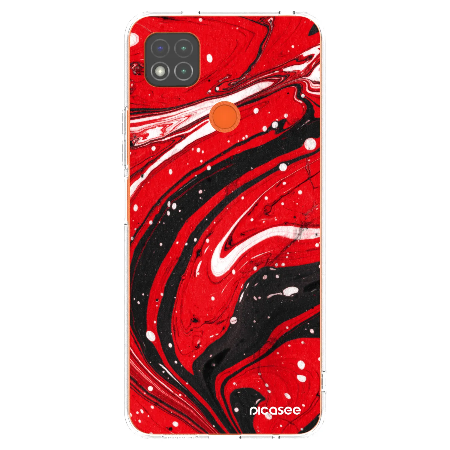 Picasee Xiaomi Redmi 9C Hülle - Transparentes Silikon - Red black