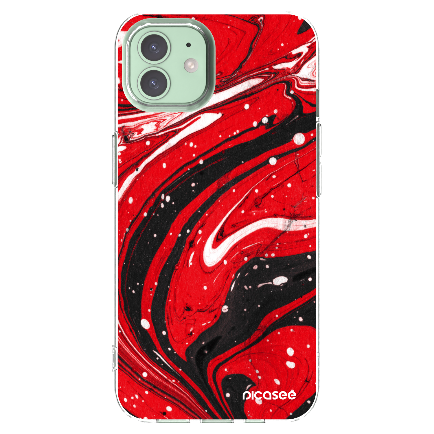 Picasee Apple iPhone 12 Hülle - Transparentes Silikon - Red black