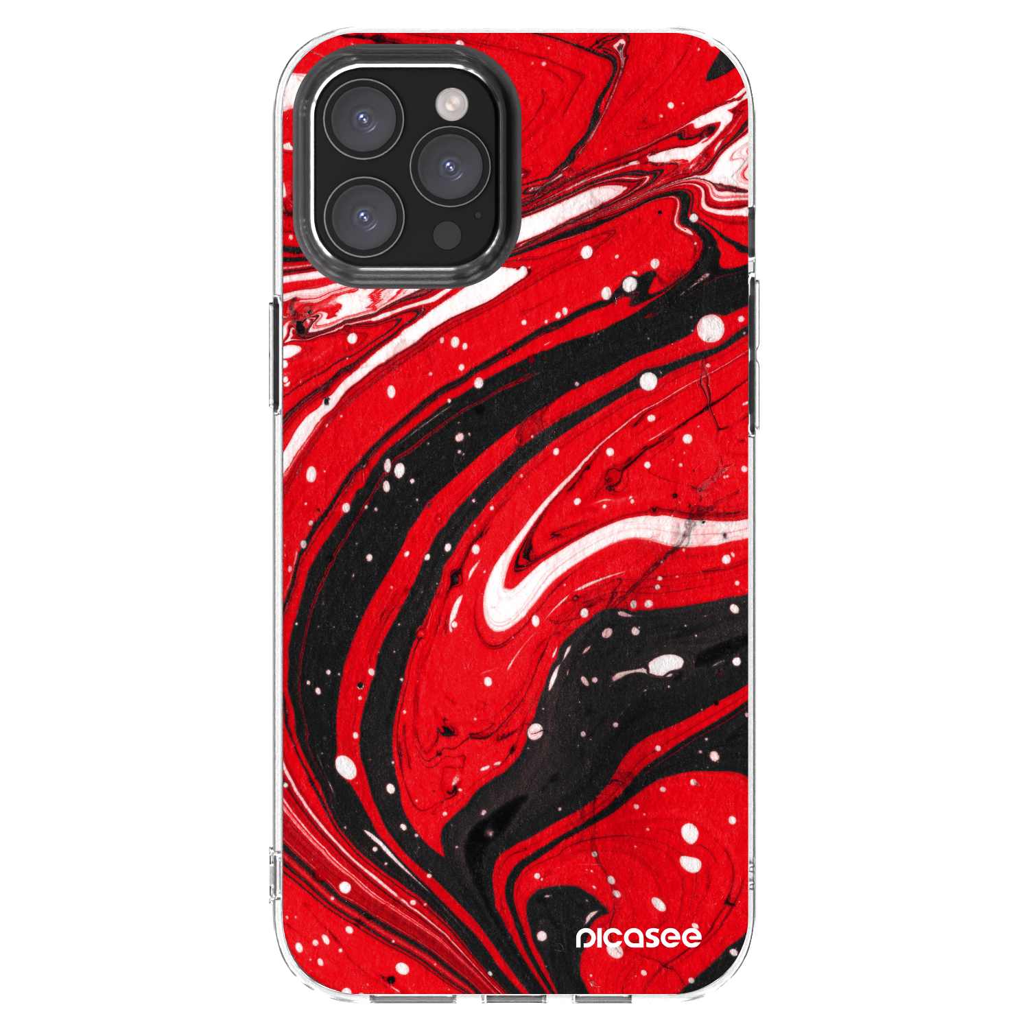 Picasee Apple iPhone 12 Pro Max Hülle - Transparentes Silikon - Red black