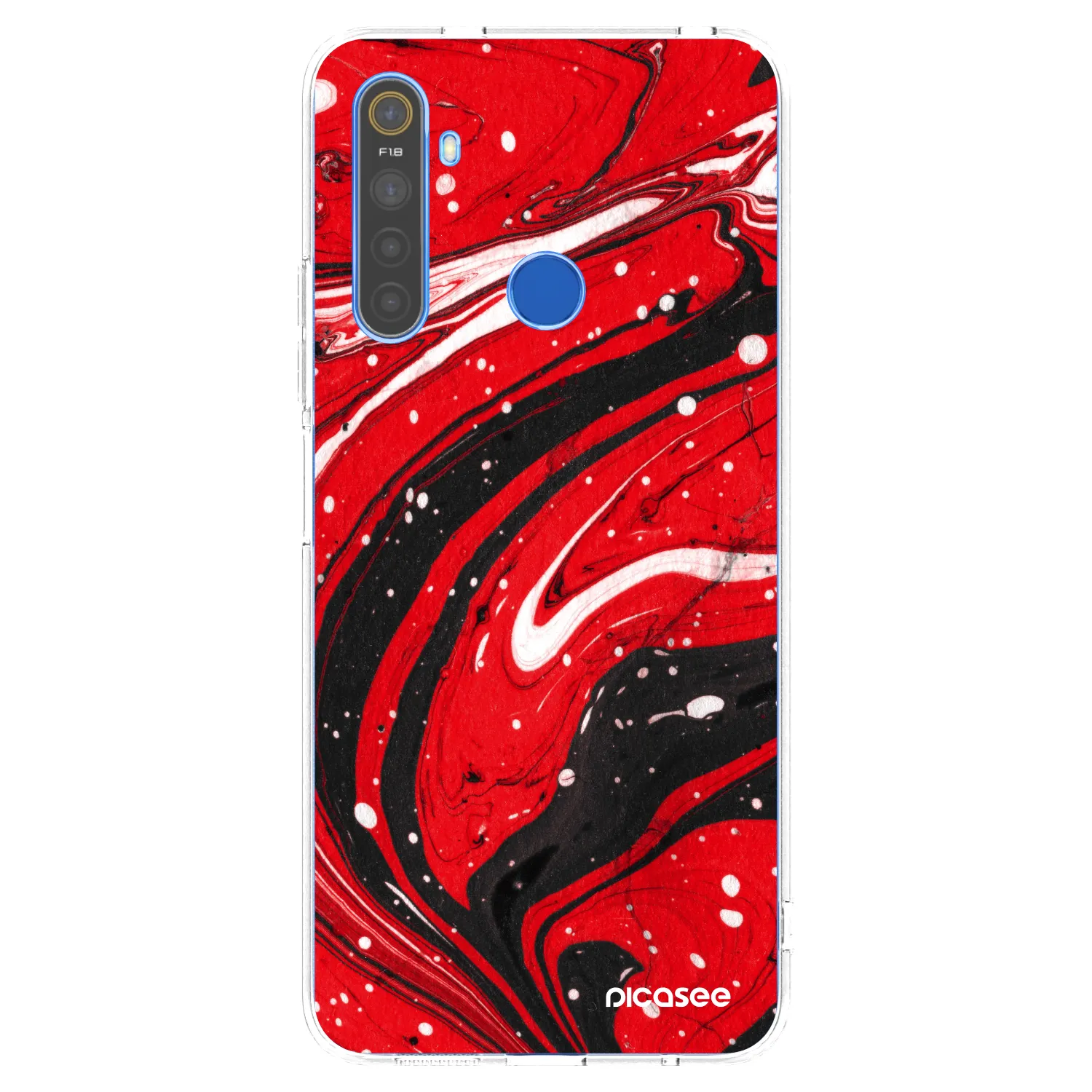 Picasee Realme 5 Hülle - Transparentes Silikon - Red black