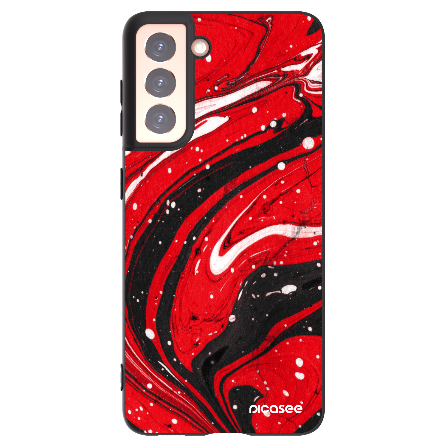 Picasee Samsung Galaxy S21 5G G991B Hülle - Schwarzes Silikon - Red black