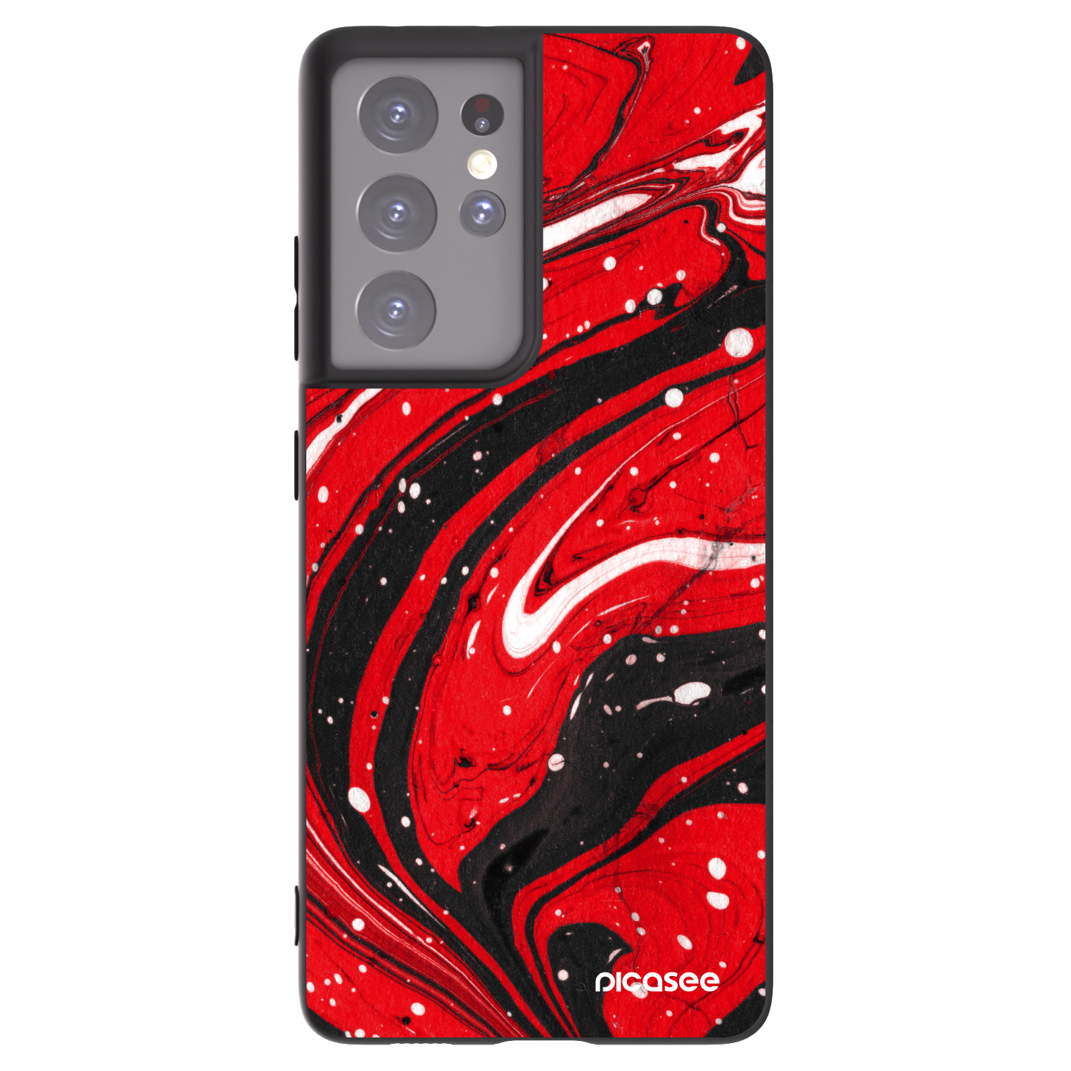 Picasee Samsung Galaxy S21 Ultra 5G G998B Hülle - Schwarzes Silikon - Red black