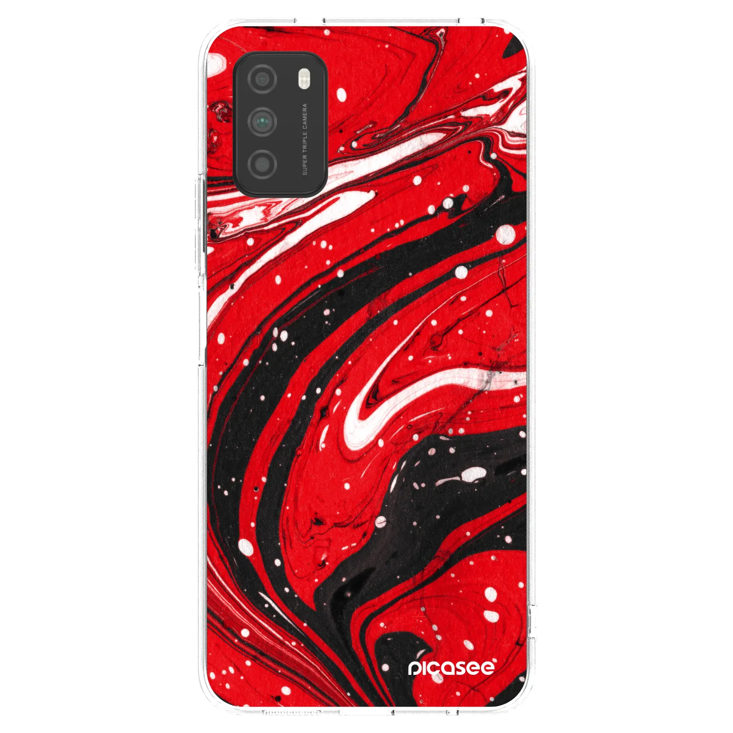 Picasee Xiaomi Poco M3 Hülle - Transparentes Silikon - Red black