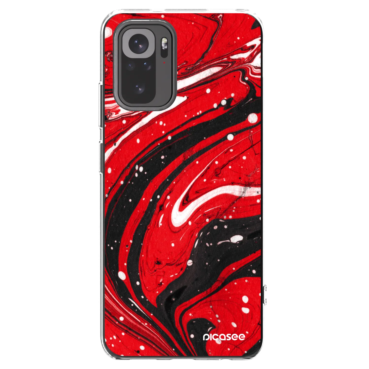 Picasee Xiaomi Redmi Note 10 Hülle - Transparentes Silikon - Red black