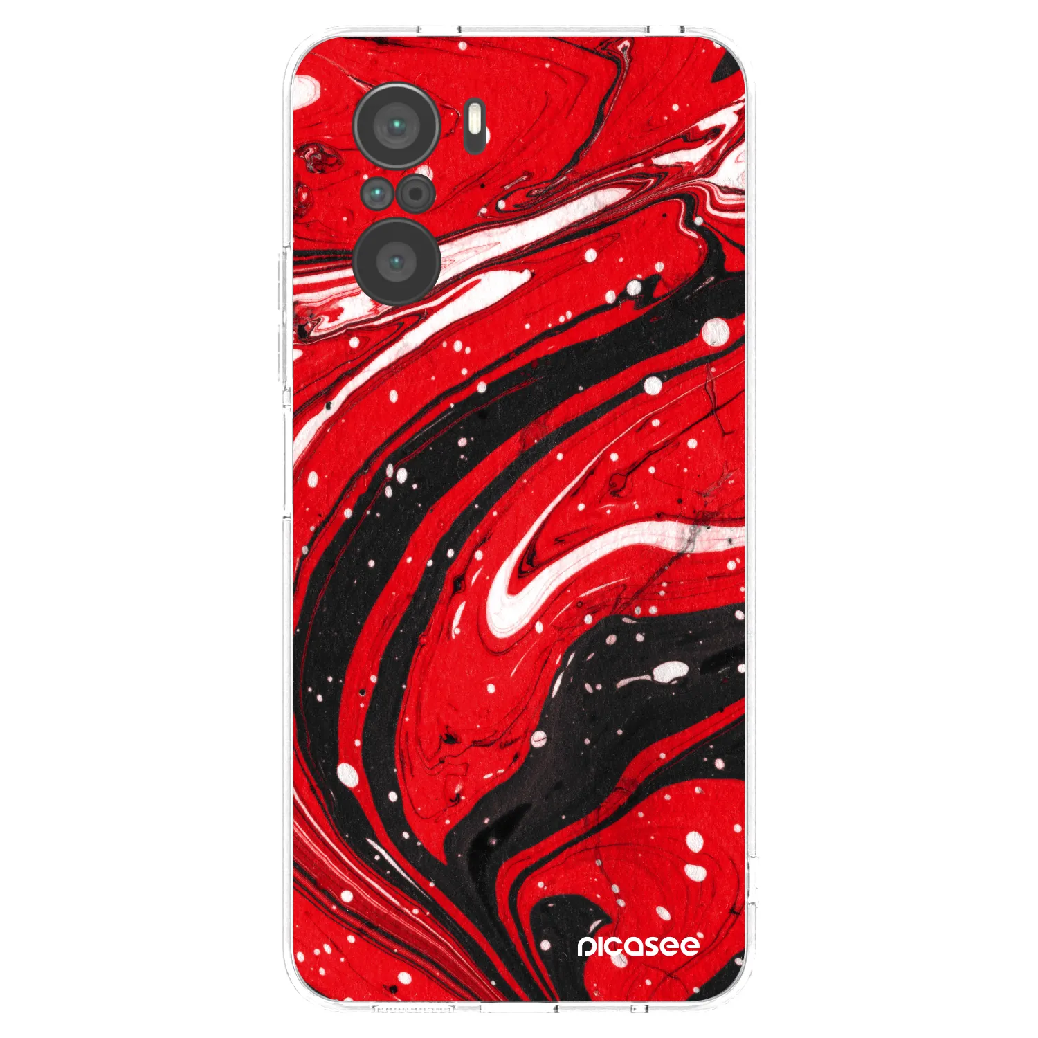 Picasee Xiaomi Poco F3 Hülle - Transparentes Silikon - Red black