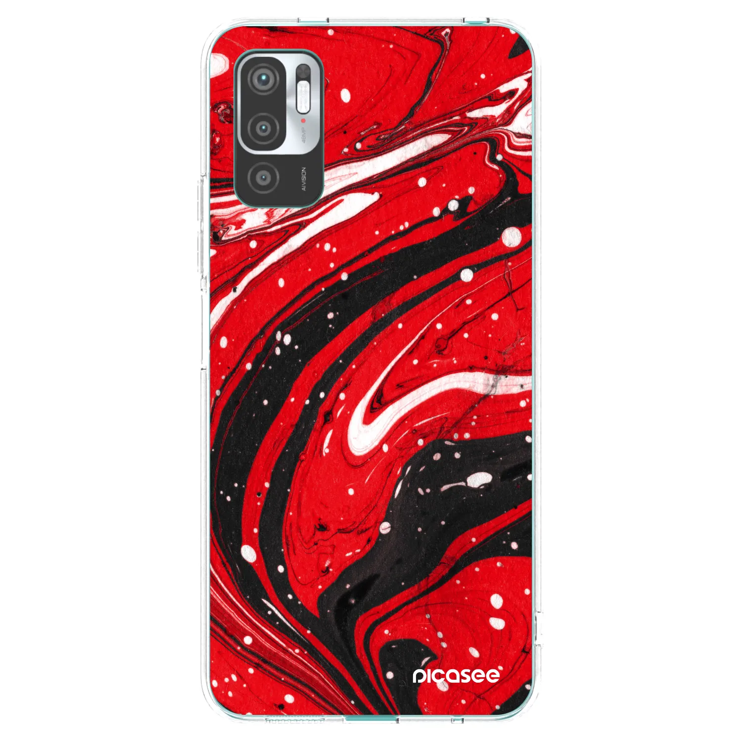 Picasee Xiaomi Redmi Note 10 5G Hülle - Transparentes Silikon - Red black
