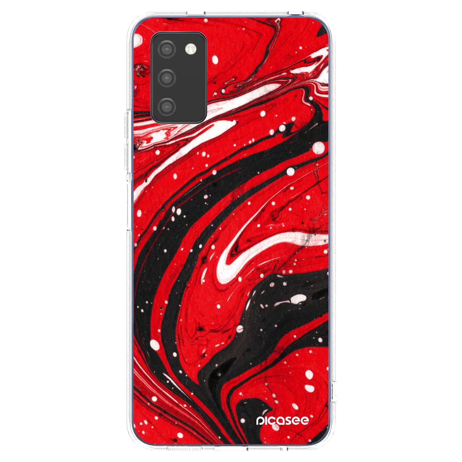 Picasee Samsung Galaxy A03s A037G Hülle - Transparentes Silikon - Red black