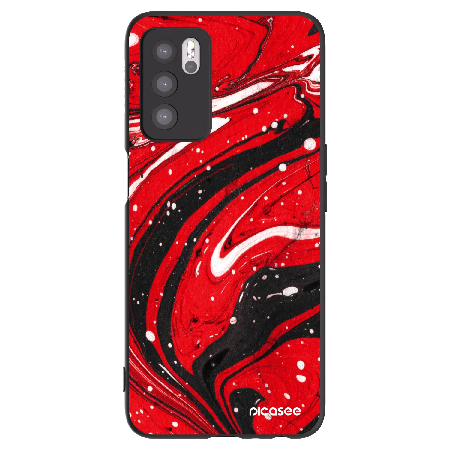 Picasee OPPO A16 Hülle - Schwarzes Silikon - Red black