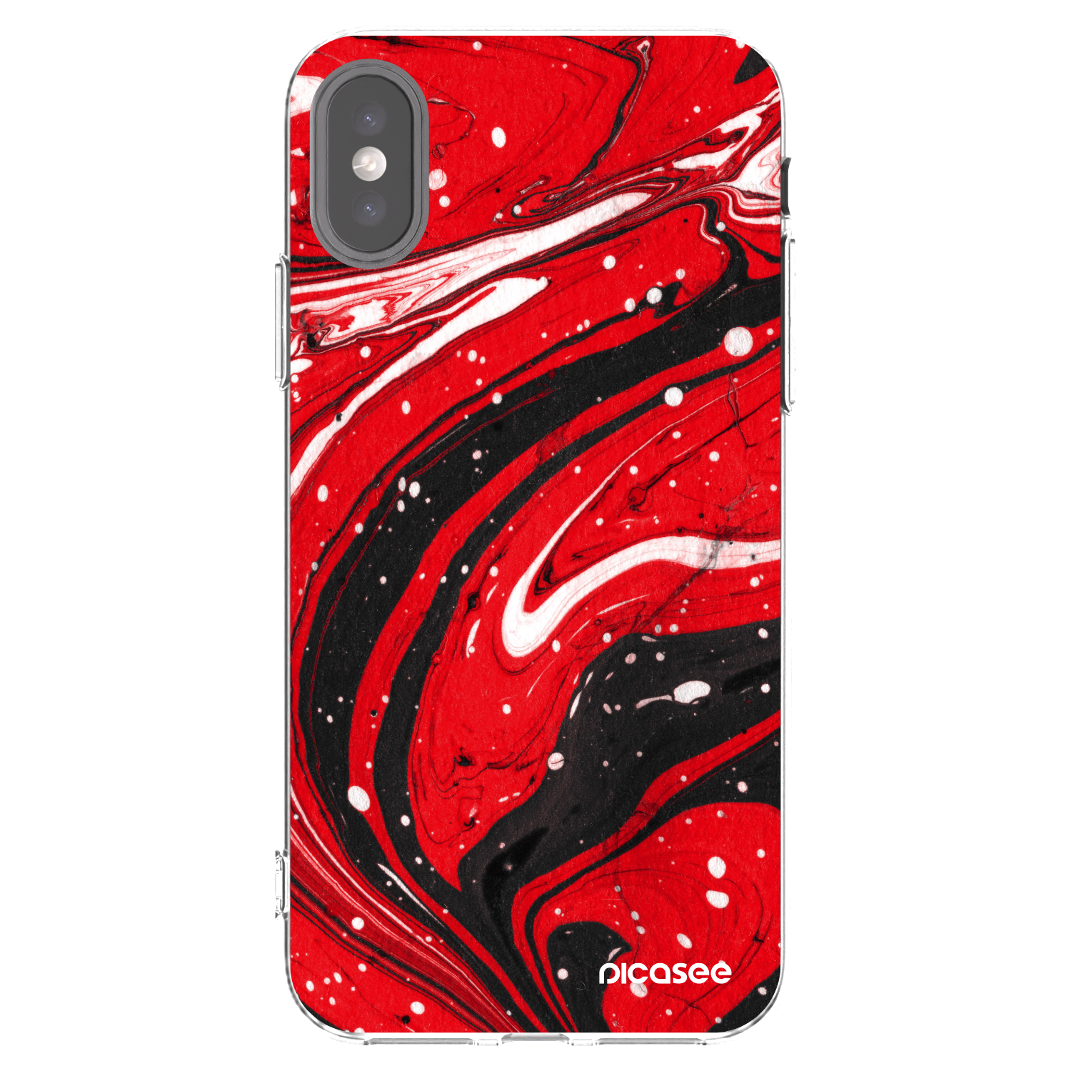 Picasee Apple iPhone X/XS Hülle - Transparentes Silikon - Red black