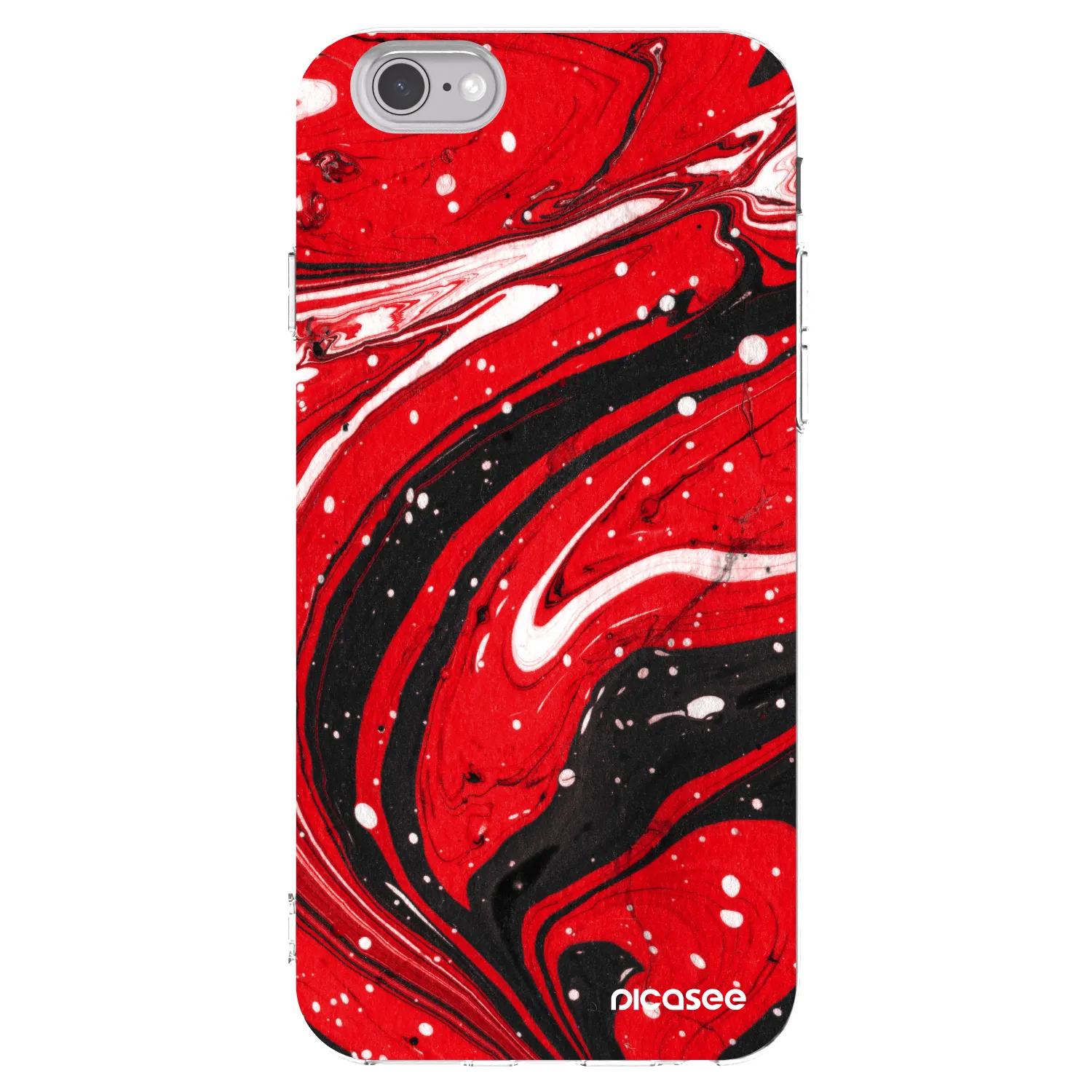 Picasee Apple iPhone 6/6S Hülle - Transparentes Silikon - Red black