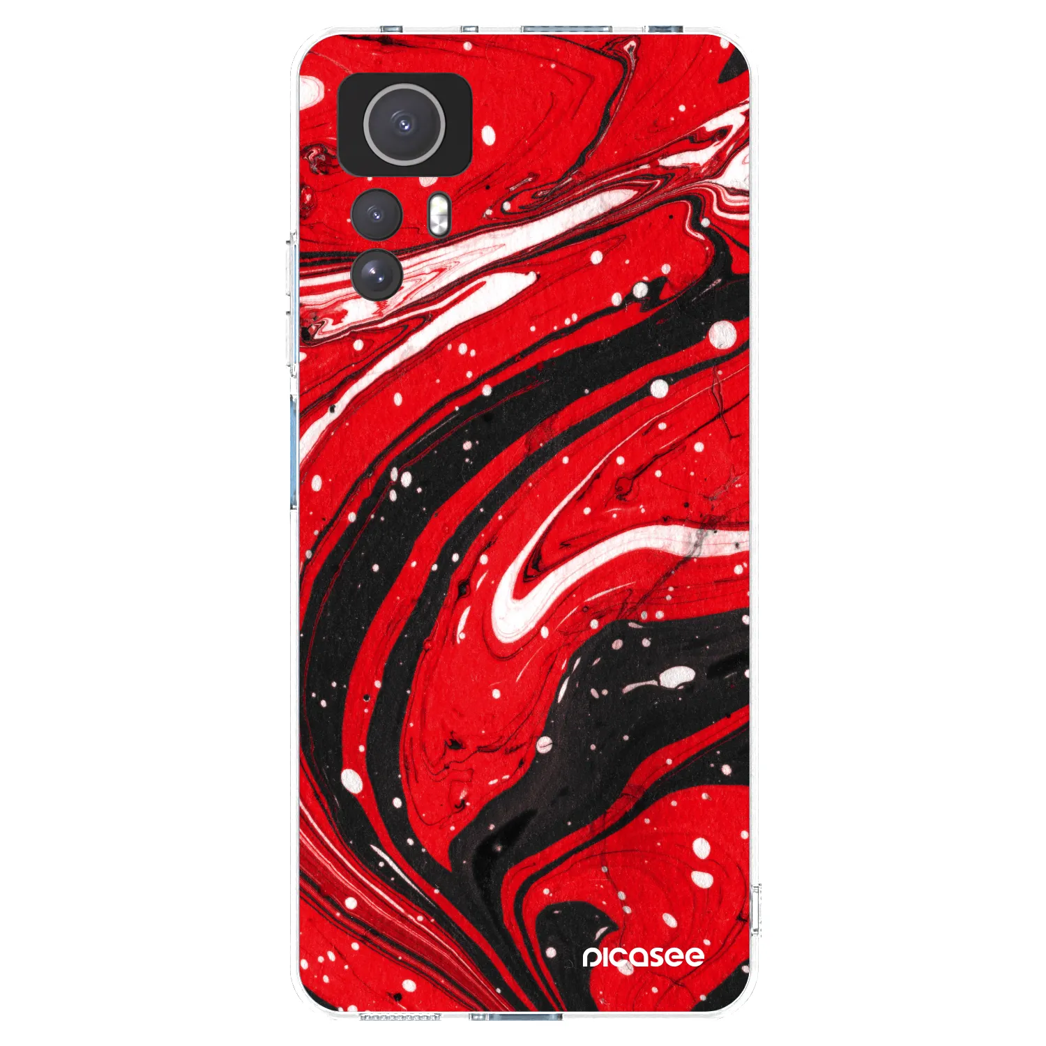 Picasee Xiaomi Redmi Note 12S Hülle - Transparentes Silikon - Red black