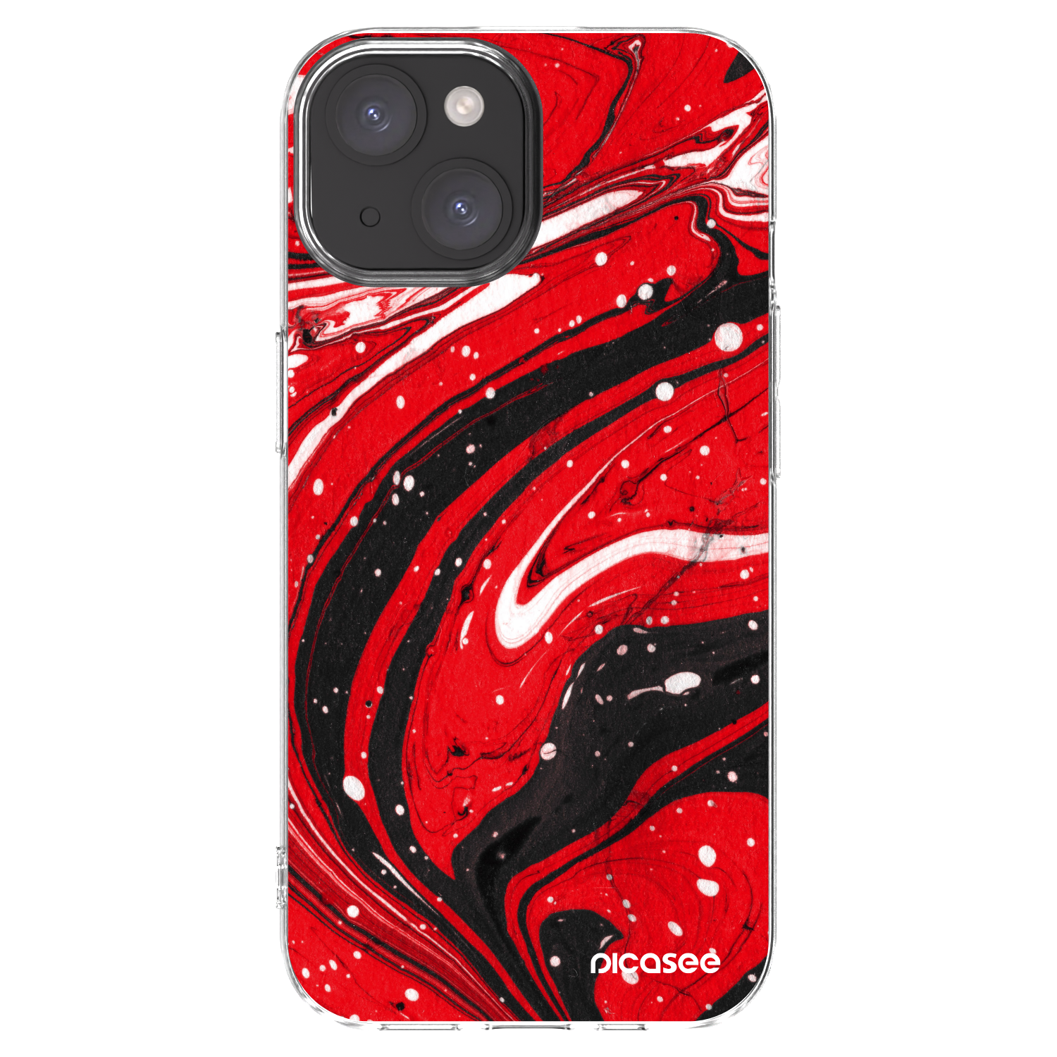 Picasee Apple iPhone 15 Hülle - Transparentes Silikon - Red black