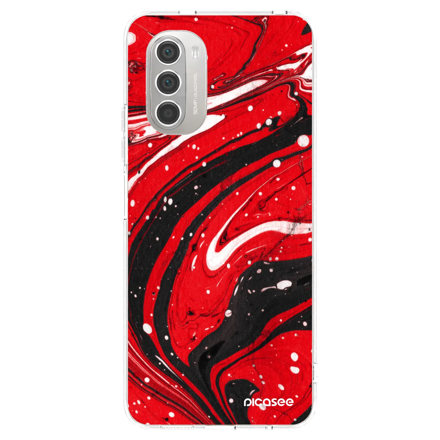 Picasee Motorola Moto G51 Hülle - Transparentes Silikon - Red black