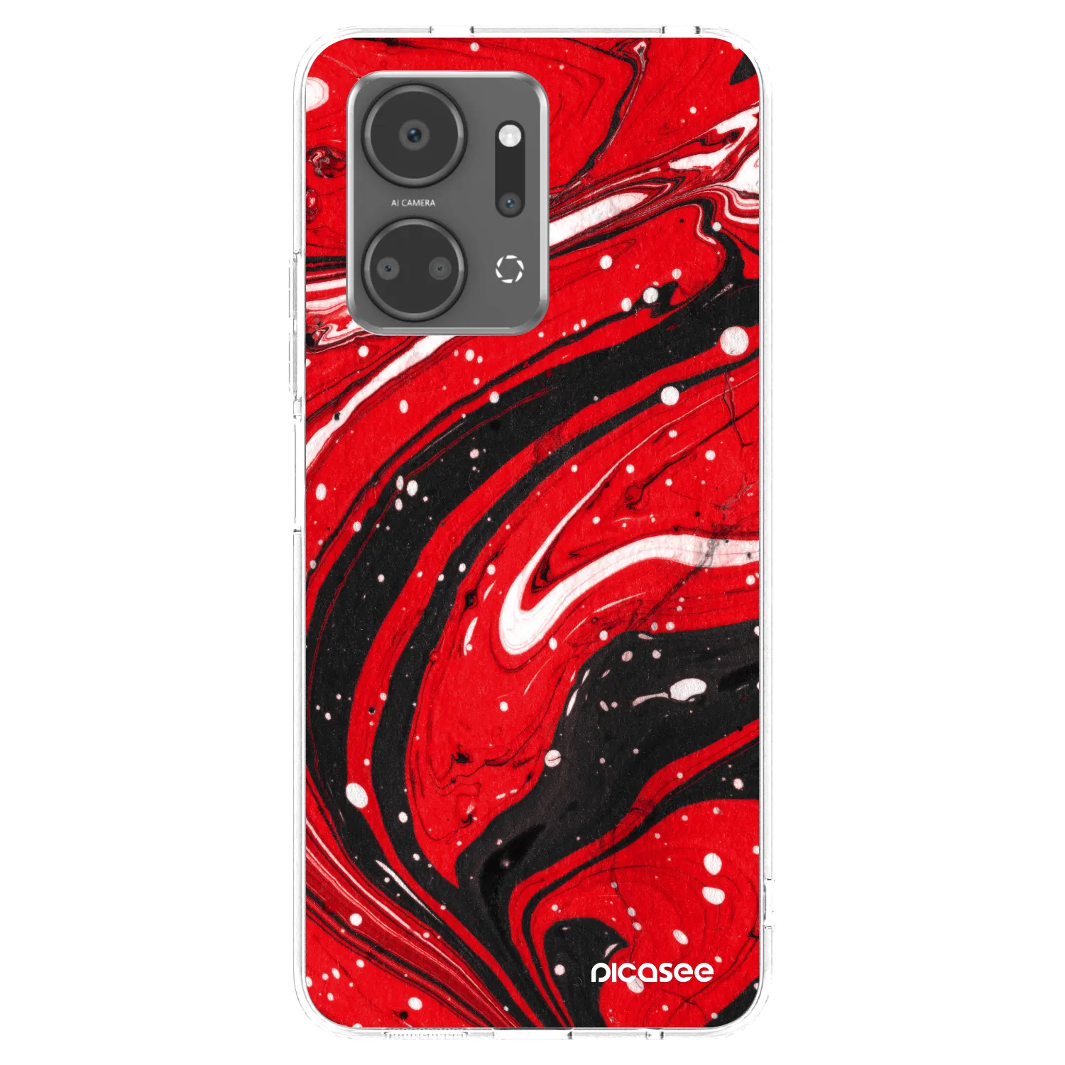 Picasee Honor X7a Hülle - Transparentes Silikon - Red black