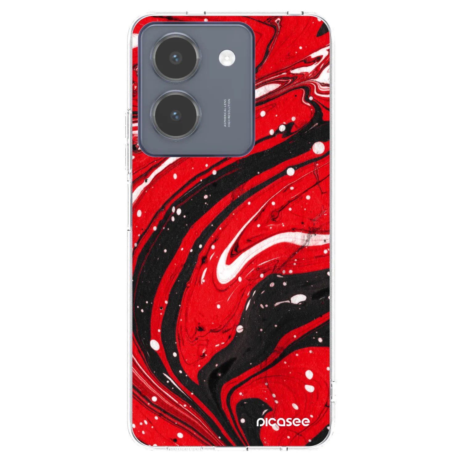 Picasee Vivo Y36 4G Hülle - Transparentes Silikon - Red black