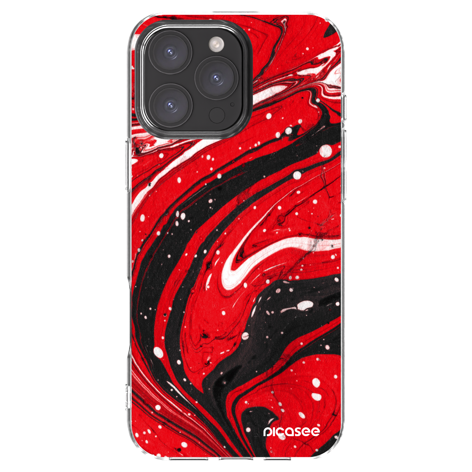 Picasee Apple iPhone 16 Pro Max Hülle - Transparentes Silikon - Red black