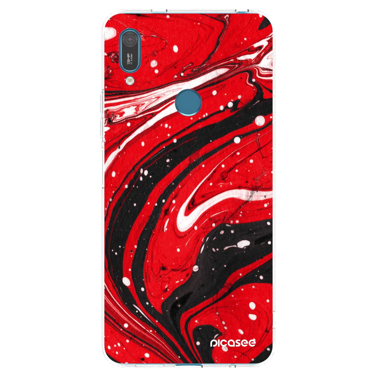 Picasee Huawei Y7 2019 Hülle - Transparentes Silikon - Red black
