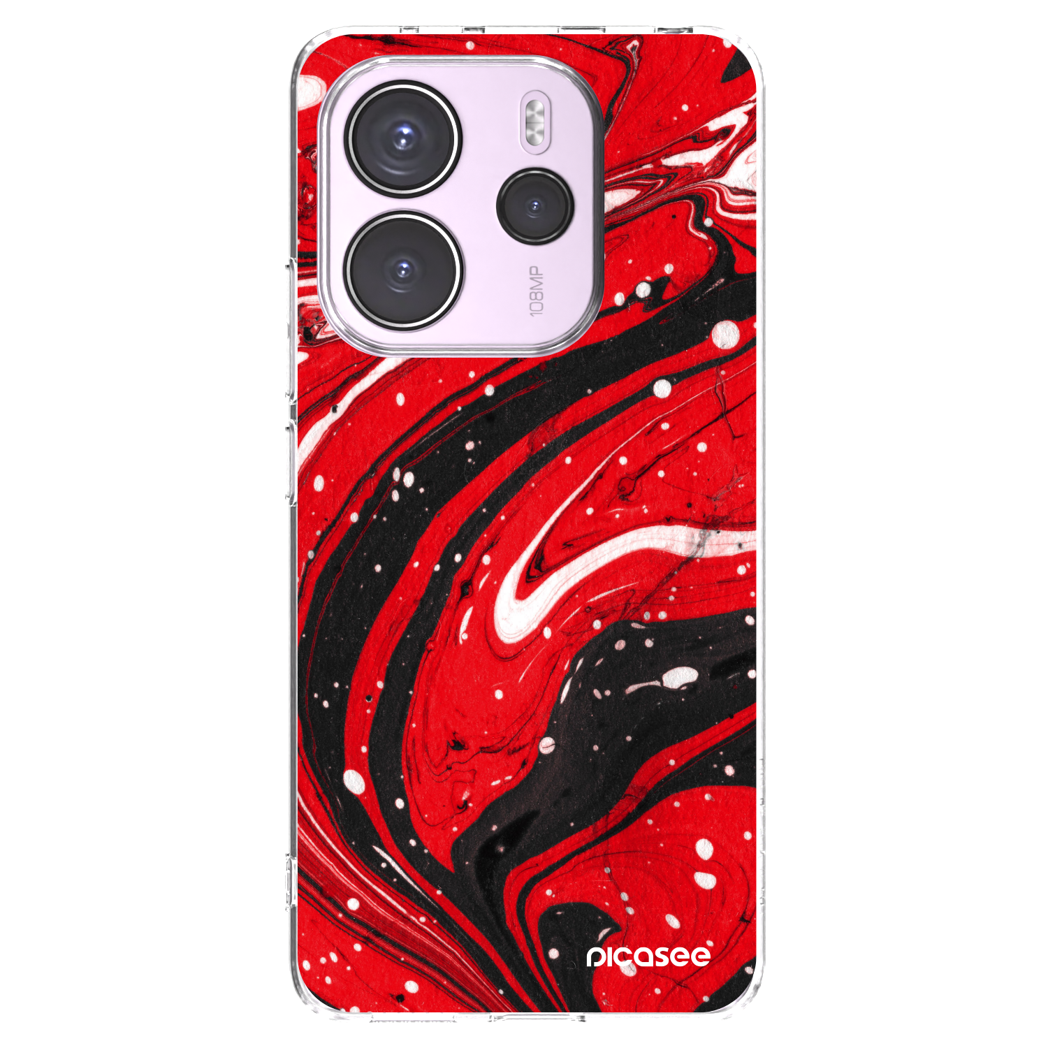 Picasee Xiaomi Redmi Note 14 4G Hülle - Transparentes Silikon - Red black