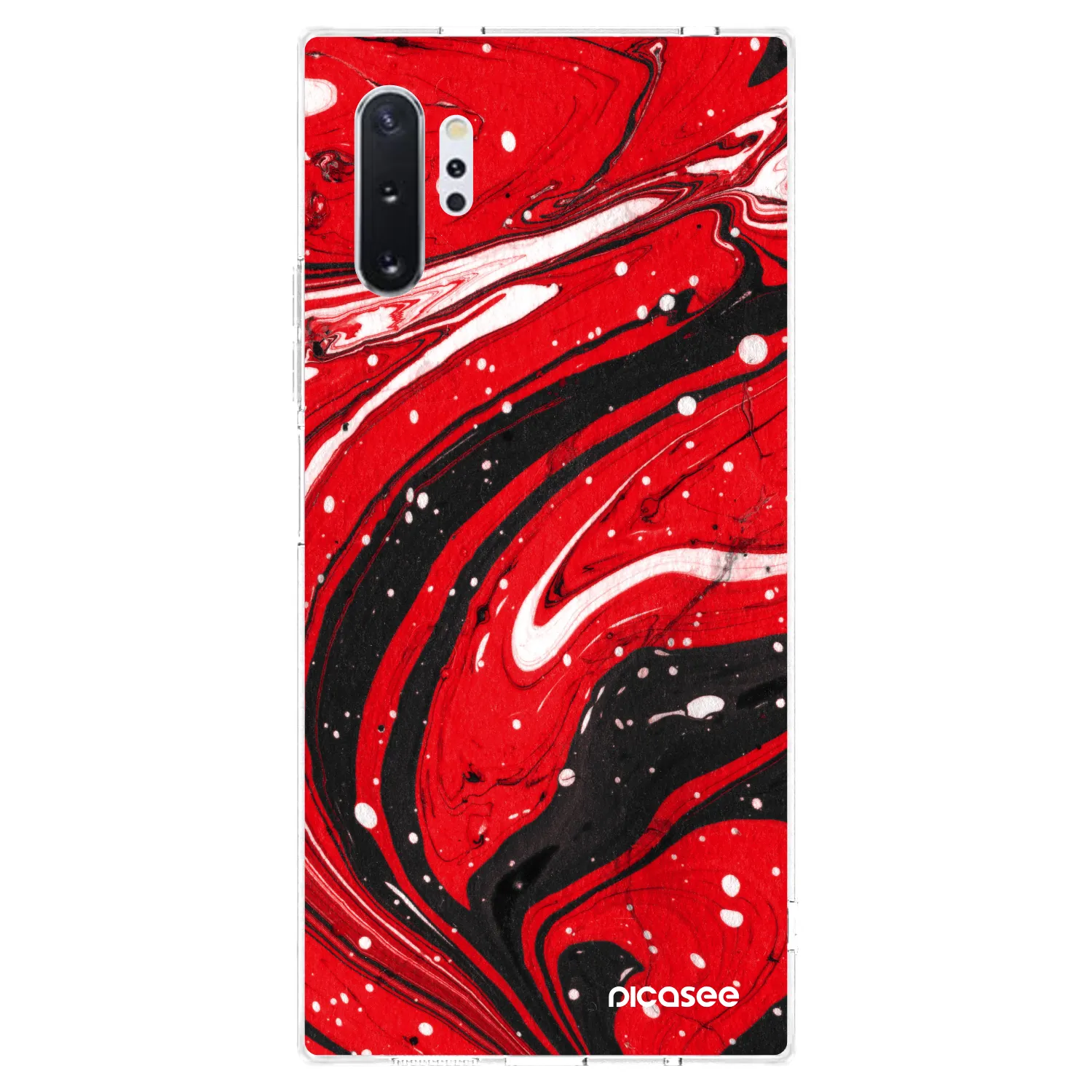 Picasee Samsung Galaxy Note 10+ N975F Hülle - Transparentes Silikon - Red black