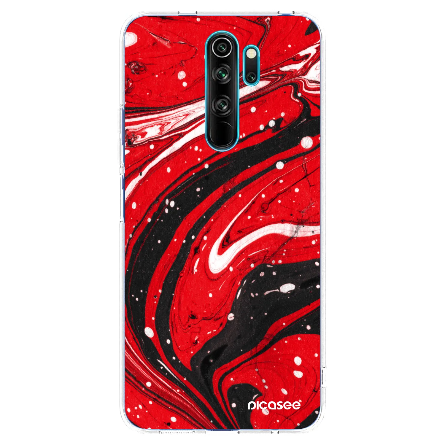 Picasee Xiaomi Redmi Note 8 Pro Hülle - Transparentes Silikon - Red black
