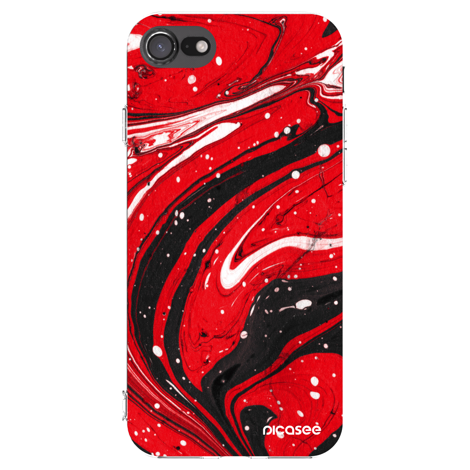 Picasee Apple iPhone SE 2020 Hülle - Transparentes Silikon - Red black