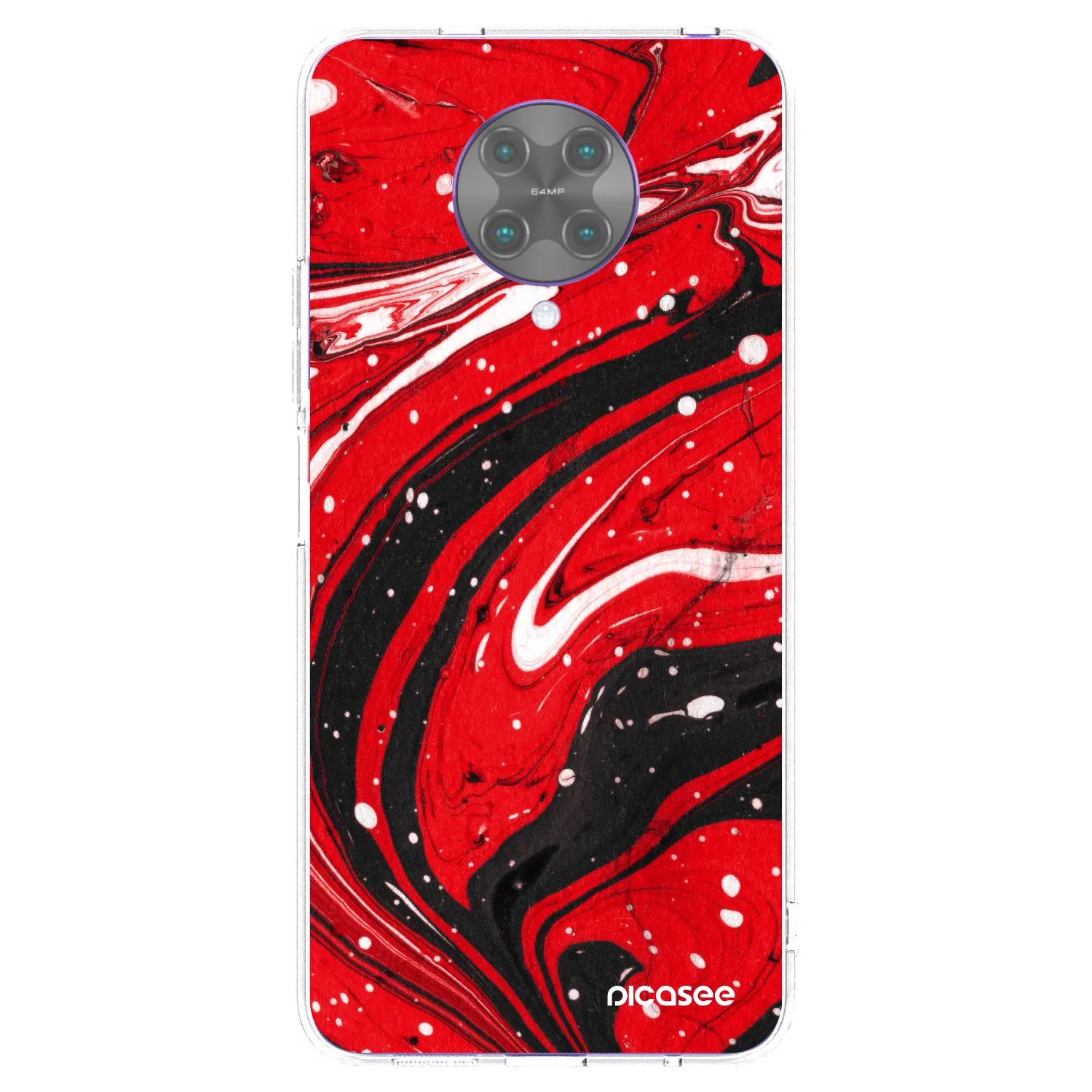 Picasee Xiaomi Poco F2 Pro Hülle - Transparentes Silikon - Red black