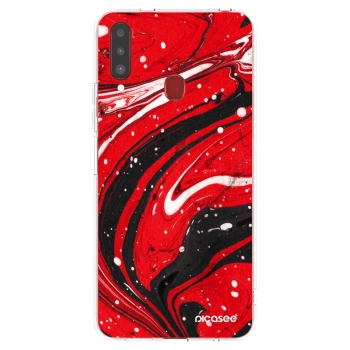 Picasee Samsung Galaxy A20s Hülle - Transparentes Silikon - Red black