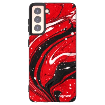 Picasee Samsung Galaxy S21 5G G991B Hülle - Schwarzes Silikon - Red black