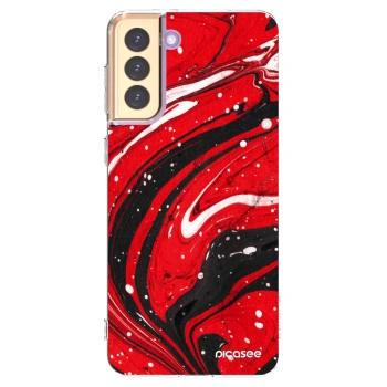 Picasee Samsung Galaxy S21+ 5G G996F Hülle - Transparentes Silikon - Red black