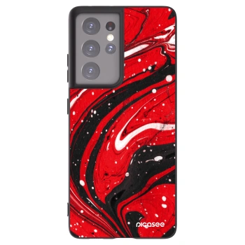 Picasee Samsung Galaxy S21 Ultra 5G G998B Hülle - Schwarzes Silikon - Red black