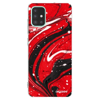 Picasee Samsung Galaxy M31s Hülle - Transparentes Silikon - Red black