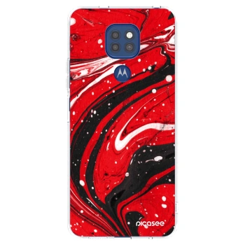 Picasee Motorola Moto G9 Play Hülle - Transparentes Silikon - Red black