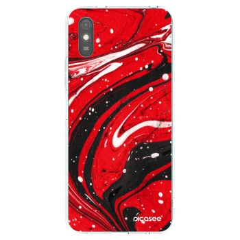 Picasee Xiaomi Redmi 9AT Hülle - Transparentes Silikon - Red black
