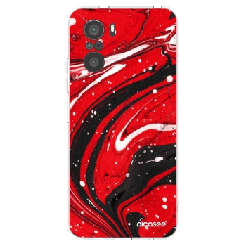 Picasee Xiaomi Poco F3 Hülle - Transparentes Silikon - Red black