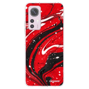 Picasee Xiaomi 12 Hülle - Transparentes Silikon - Red black