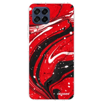 Picasee Samsung Galaxy M53 5G Hülle - Transparentes Silikon - Red black
