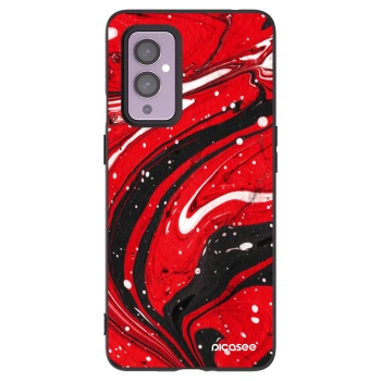 Picasee OnePlus 9 Hülle - Schwarzes Silikon - Red black