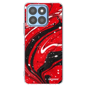 Picasee Honor X8b Hülle - Transparentes Silikon - Red black