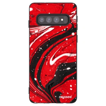 Picasee Samsung Galaxy S10 G973 Hülle - Schwarzes Silikon - Red black