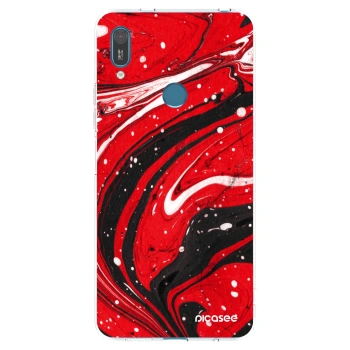 Picasee Huawei Y7 2019 Hülle - Transparentes Silikon - Red black