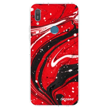 Picasee Huawei Y6 2019 Hülle - Transparentes Silikon - Red black