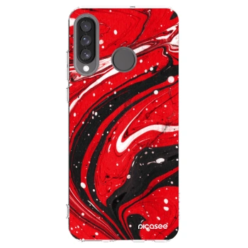 Picasee Huawei P30 Lite Hülle - Transparentes Silikon - Red black