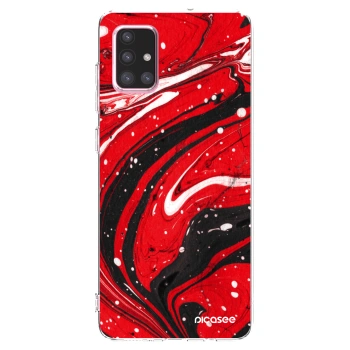 Picasee Samsung Galaxy A71 A715F Hülle - Transparentes Silikon - Red black