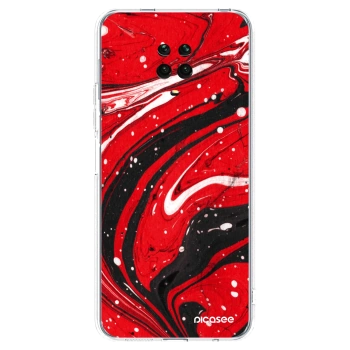 Picasee Xiaomi Redmi Note 9S Hülle - Transparentes Silikon - Red black