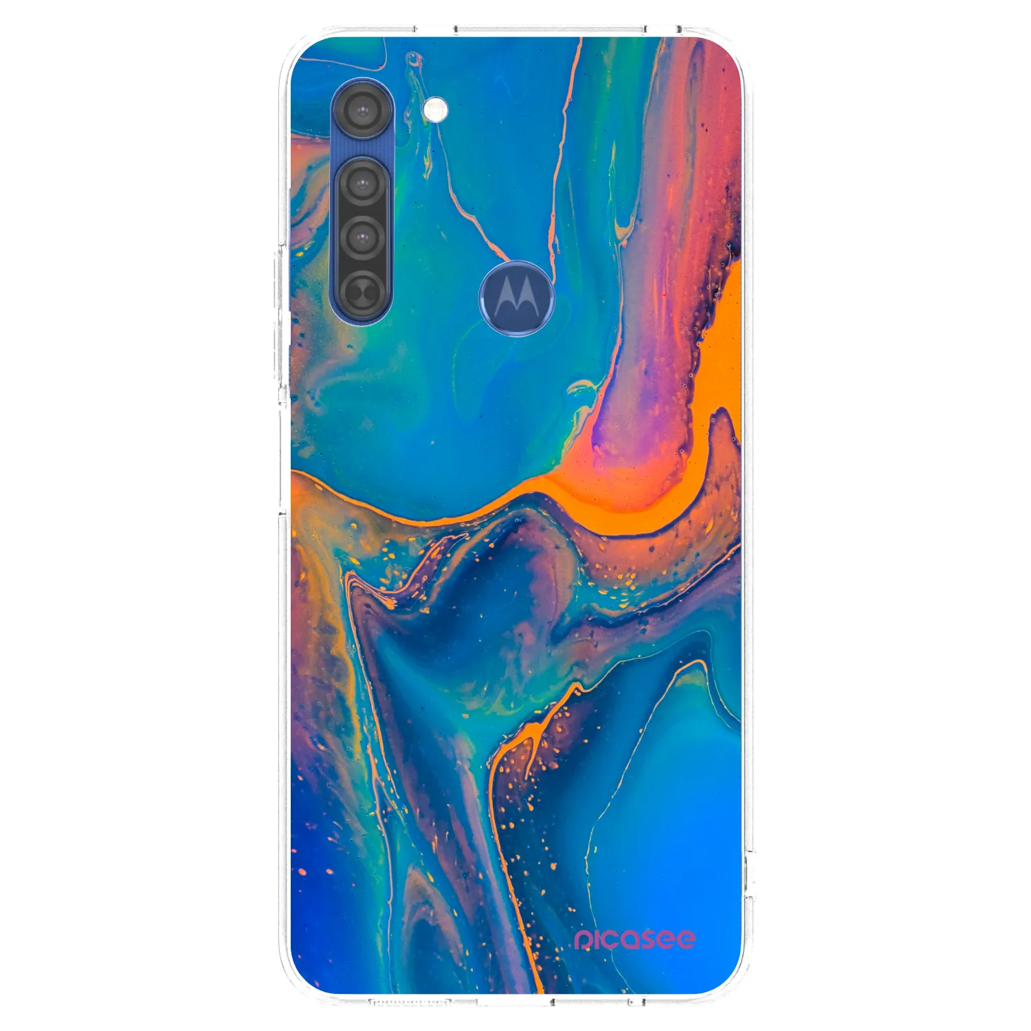 Picasee Motorola Moto G8 Hülle - Transparentes Silikon - Rainbow