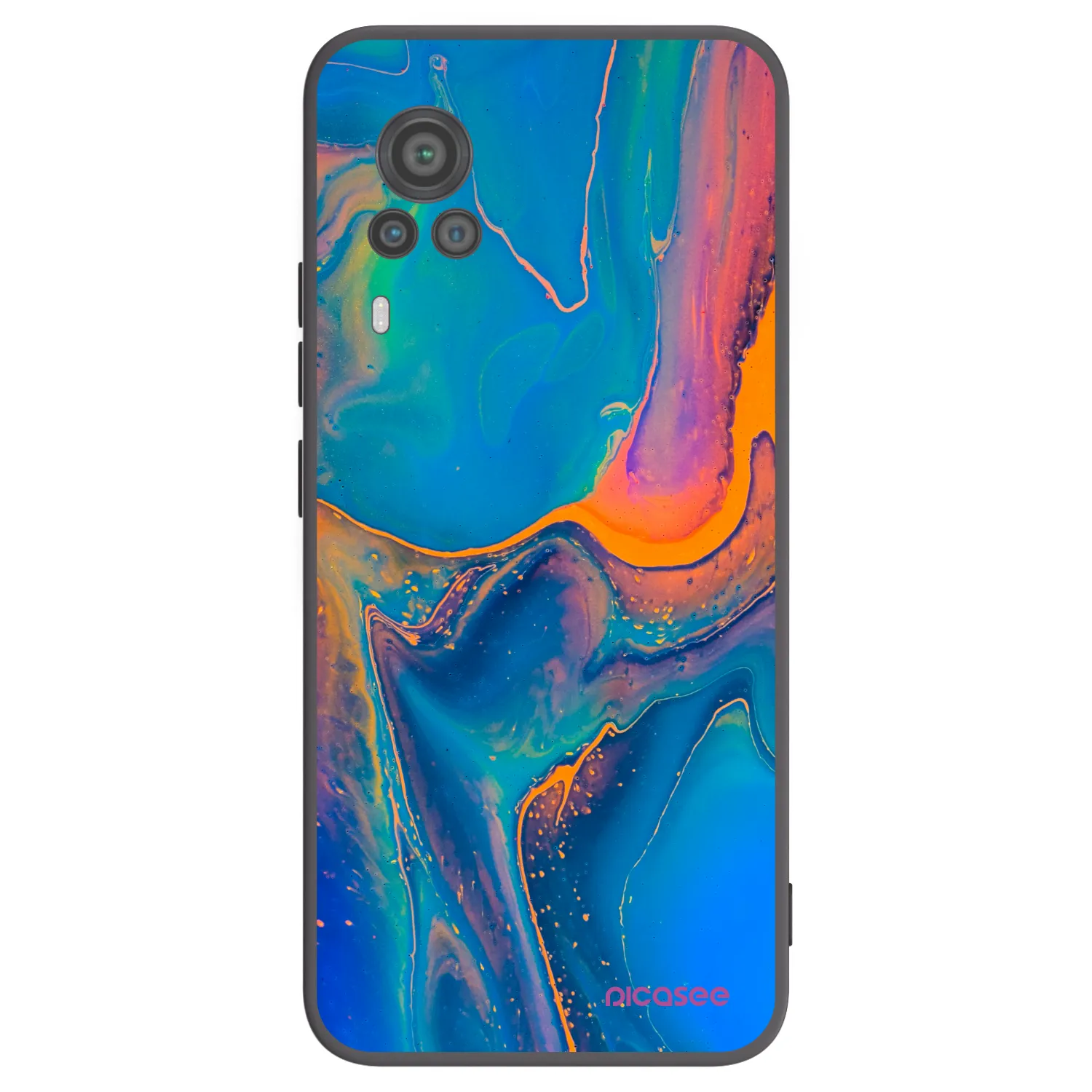 Picasee Vivo X60 Pro 5G Hülle - Schwarzes Silikon - Rainbow